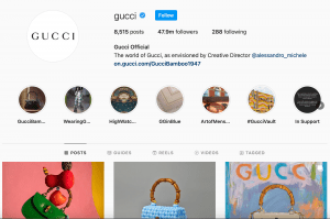 GUCCI instagram page